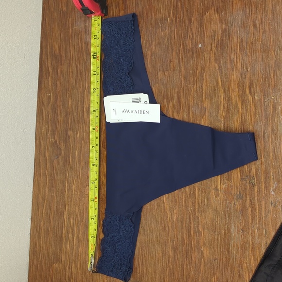Ava & Aiden Other - Aiden & Ava Large Silky Thong, Lace Side accent Panty Navy Blue NWT